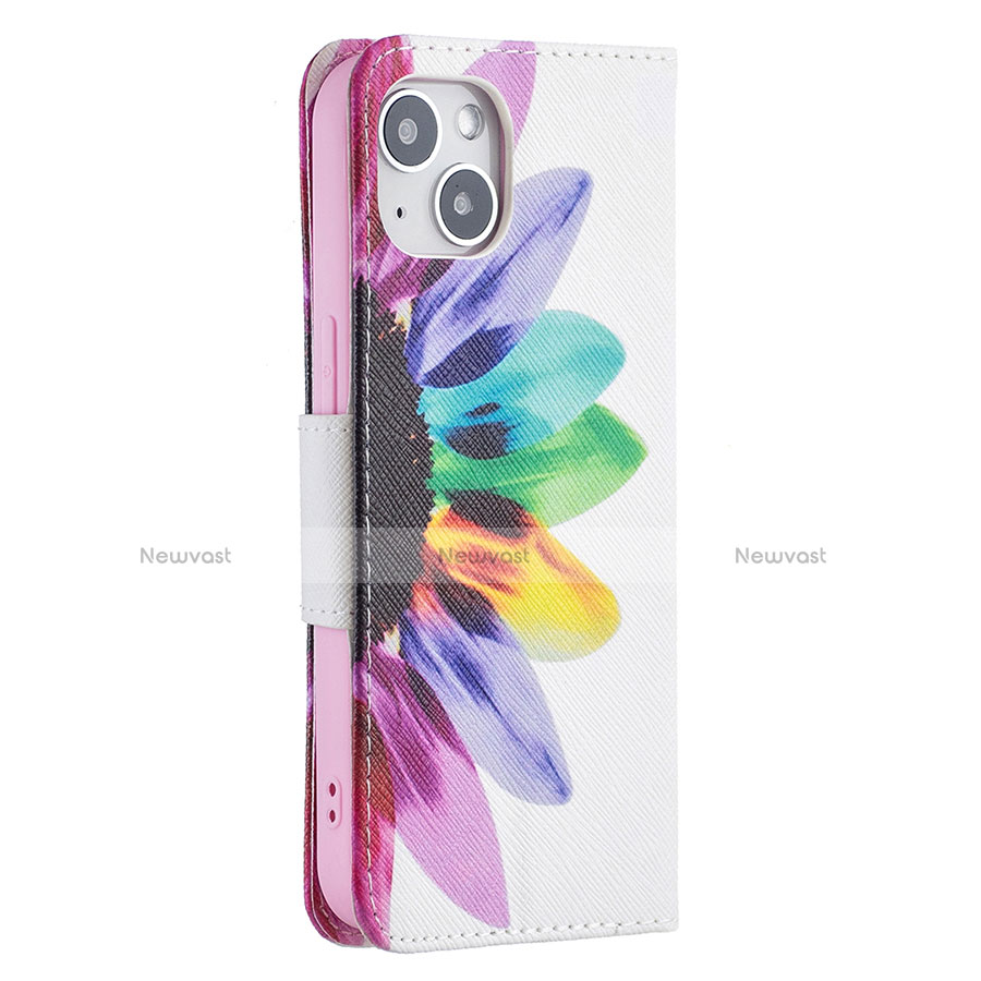 Leather Case Stands Flip Flowers Cover L01 Holder for Apple iPhone 13 Colorful