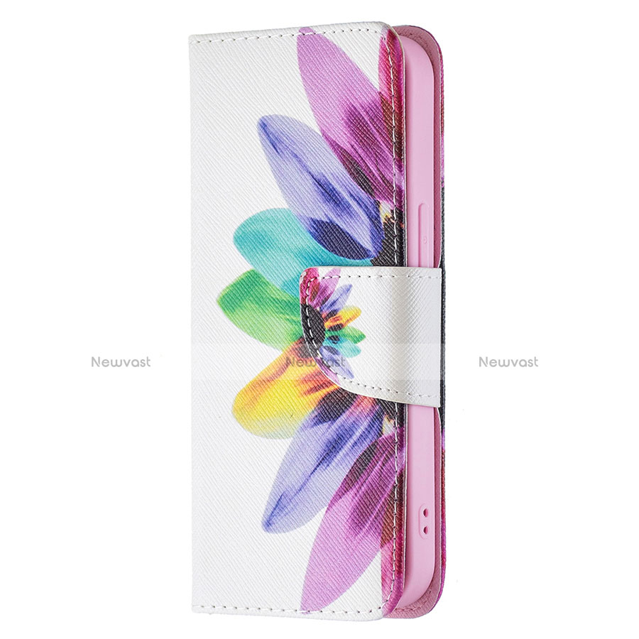 Leather Case Stands Flip Flowers Cover L01 Holder for Apple iPhone 13 Mini Colorful