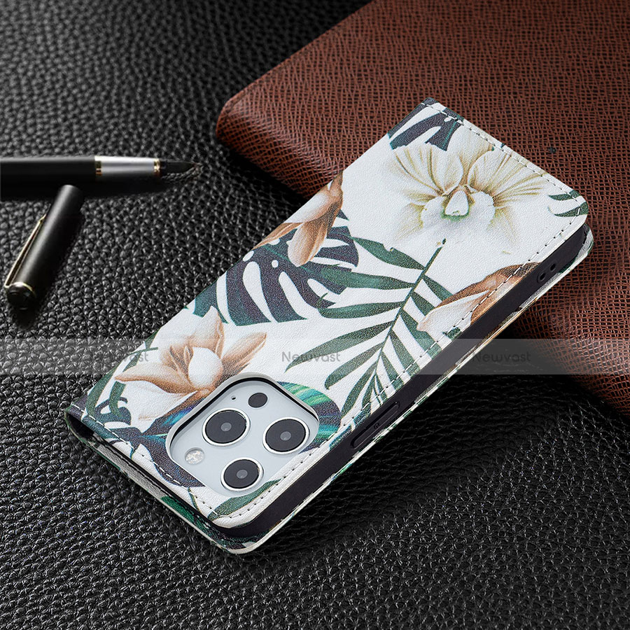Leather Case Stands Flip Flowers Cover L01 Holder for Apple iPhone 13 Pro Max Mixed