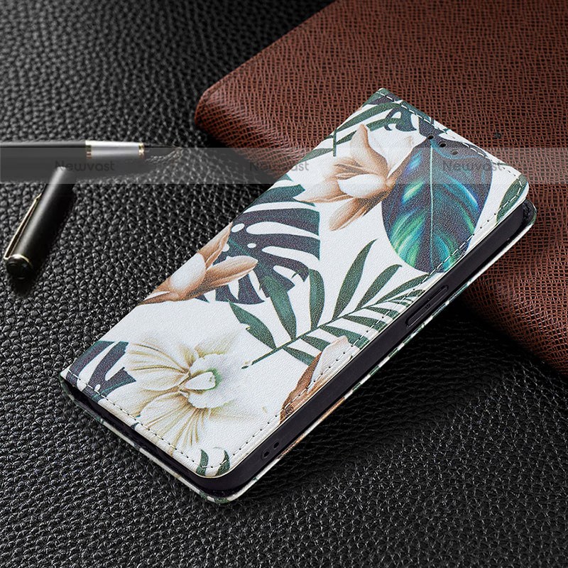 Leather Case Stands Flip Flowers Cover L01 Holder for Apple iPhone 14 Pro Mixed