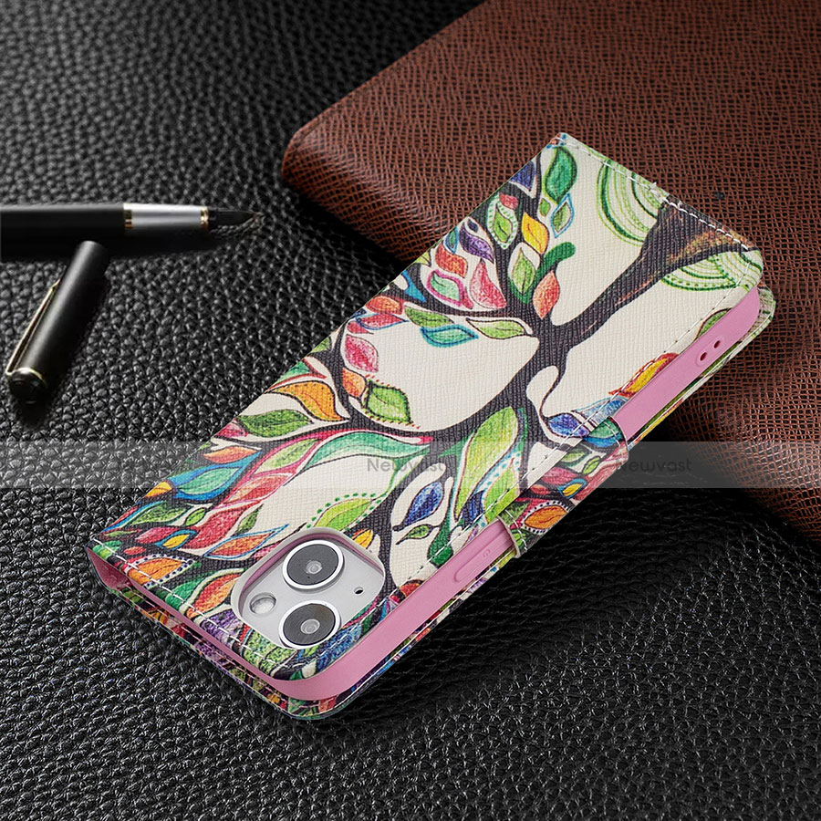 Leather Case Stands Flip Flowers Cover L02 Holder for Apple iPhone 13 Mini Mixed