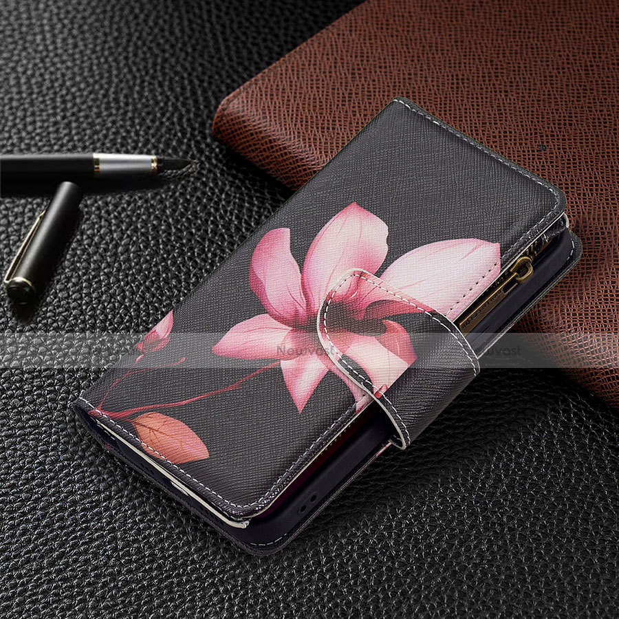 Leather Case Stands Flip Flowers Cover L03 Holder for Apple iPhone 13 Mini Brown