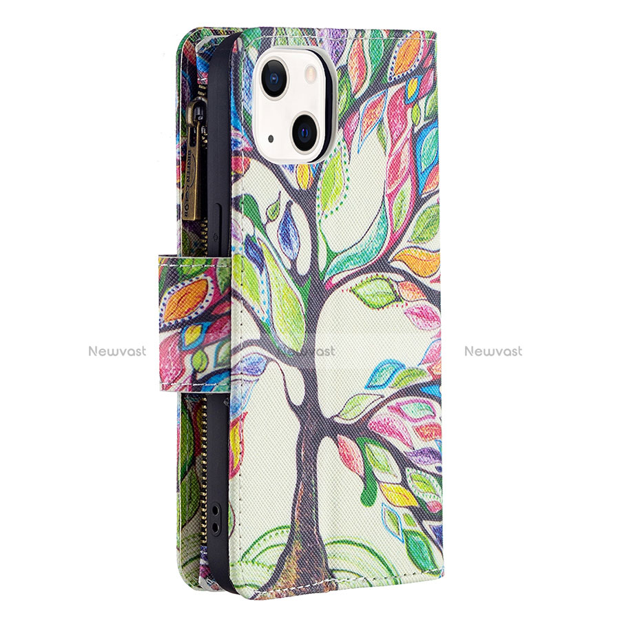 Leather Case Stands Flip Flowers Cover L03 Holder for Apple iPhone 13 Mixed