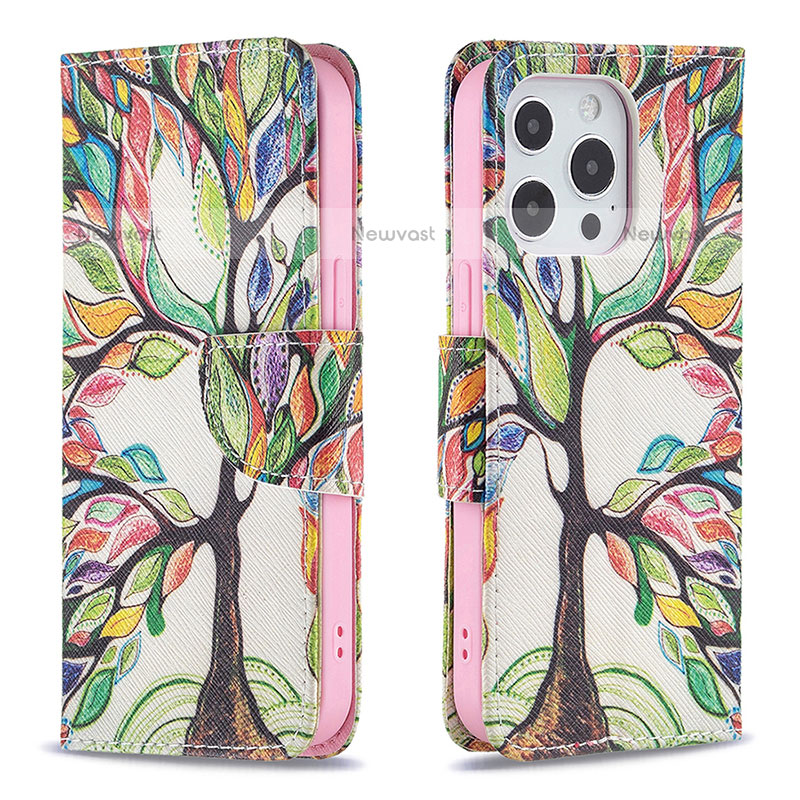 Leather Case Stands Flip Flowers Cover L03 Holder for Apple iPhone 14 Pro Mixed