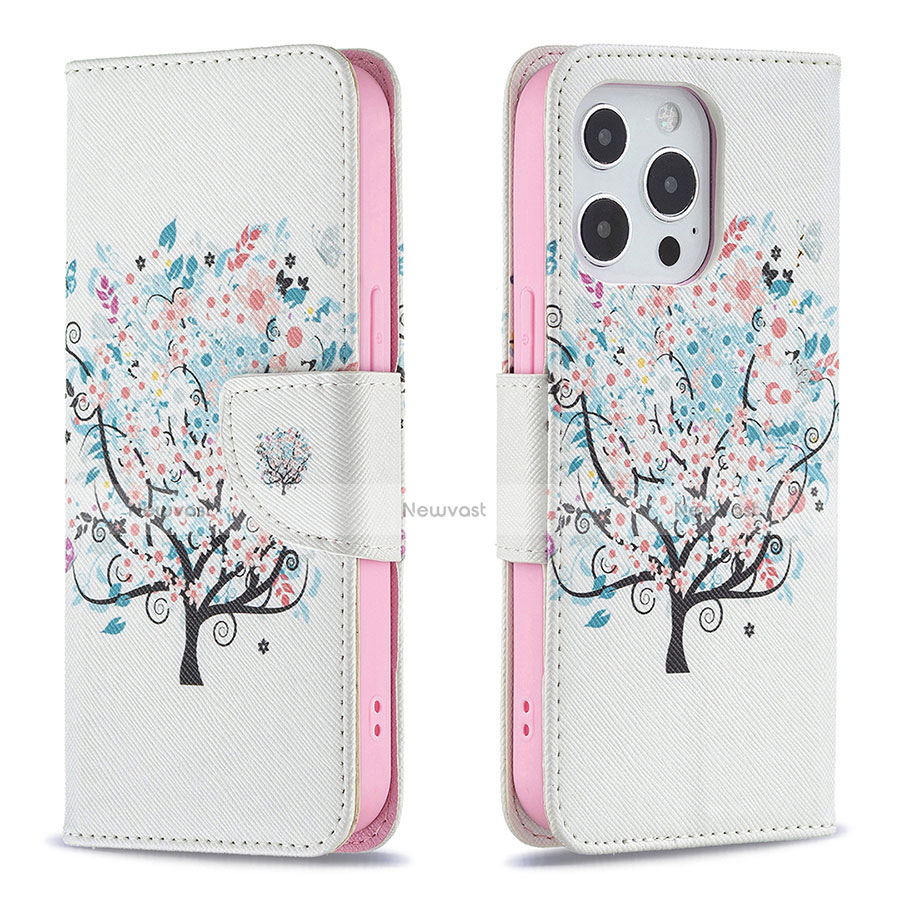 Leather Case Stands Flip Flowers Cover Z02 Holder for Apple iPhone 13 Pro Mixed