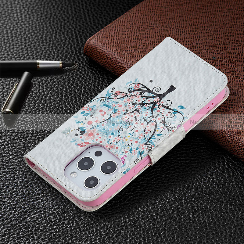 Leather Case Stands Flip Flowers Cover Z02 Holder for Apple iPhone 14 Pro Max Mixed