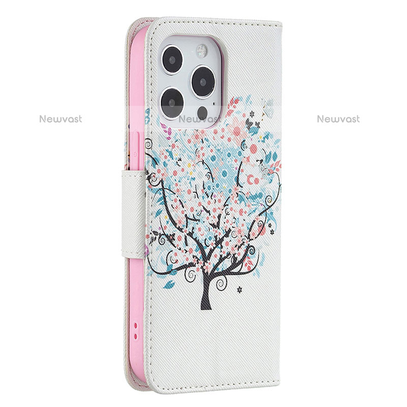 Leather Case Stands Flip Flowers Cover Z02 Holder for Apple iPhone 14 Pro Mixed