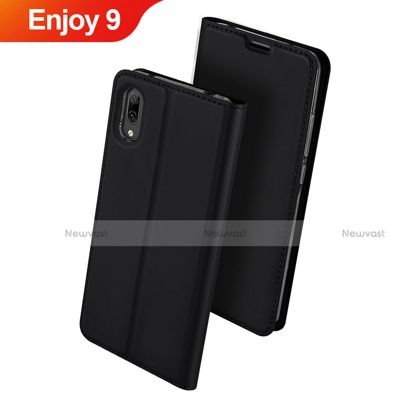 Leather Case Stands Flip Holder Cover for Huawei Enjoy 9 Black