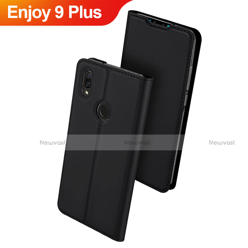 Leather Case Stands Flip Holder Cover for Huawei Enjoy 9 Plus Black