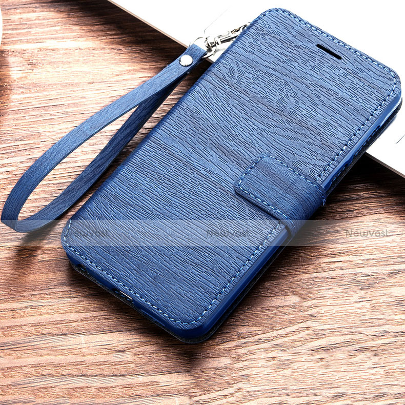 Leather Case Stands Flip Holder Cover for Huawei Honor 8A Blue
