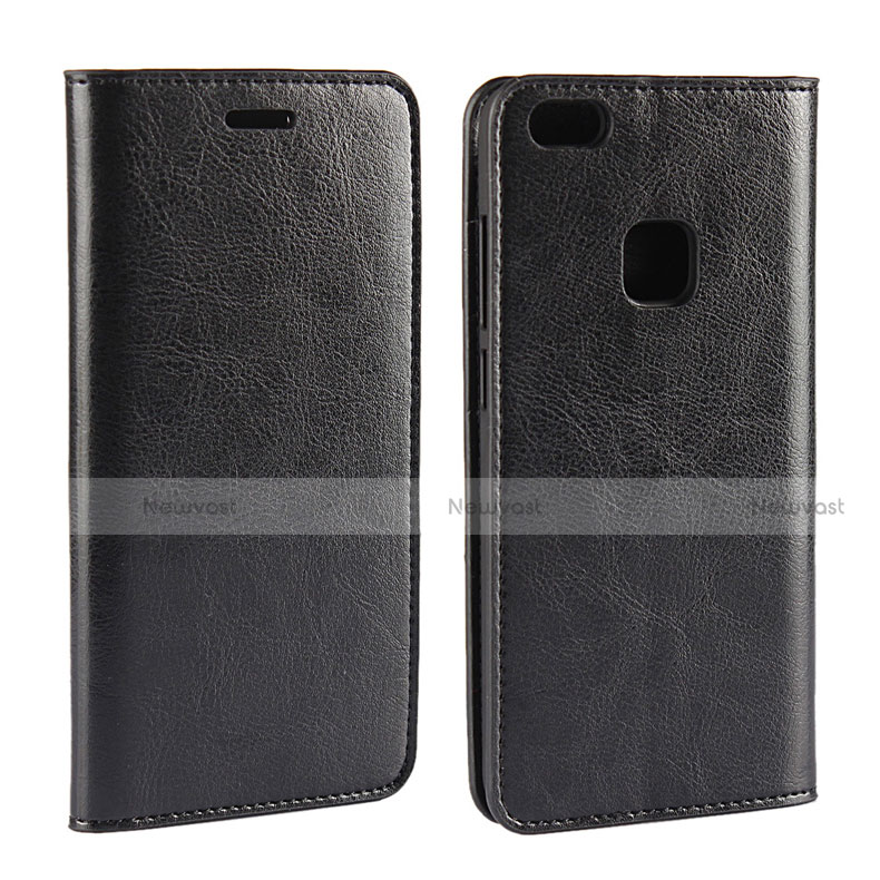 Leather Case Stands Flip Holder Cover for Huawei P10 Lite Black