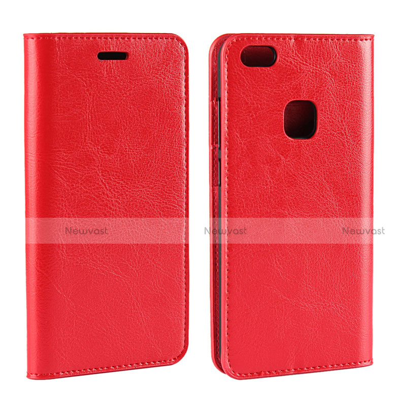 Leather Case Stands Flip Holder Cover for Huawei P10 Lite Red