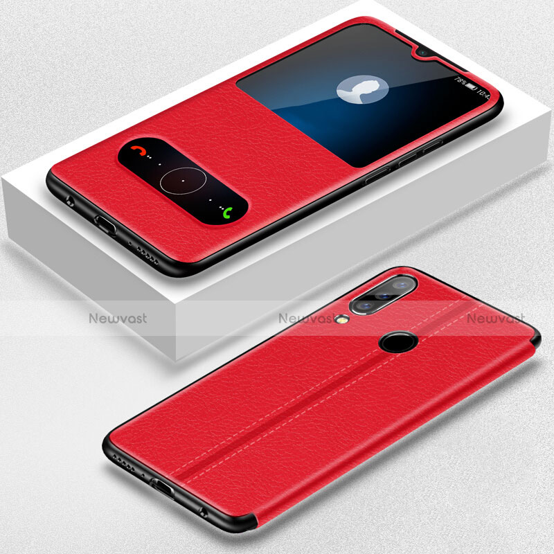 Leather Case Stands Flip Holder Cover for Huawei P30 Lite Red