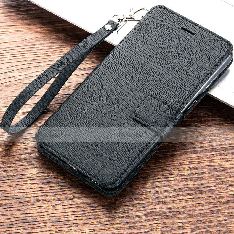 Leather Case Stands Flip Holder Cover for Huawei Y6 Prime (2019) Black