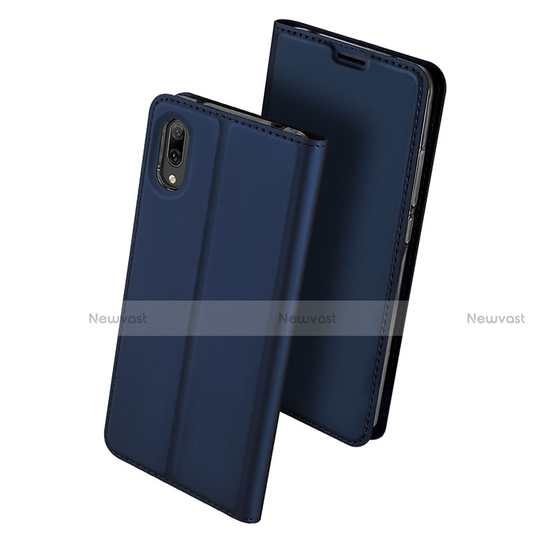 Leather Case Stands Flip Holder Cover for Huawei Y7 (2019) Blue
