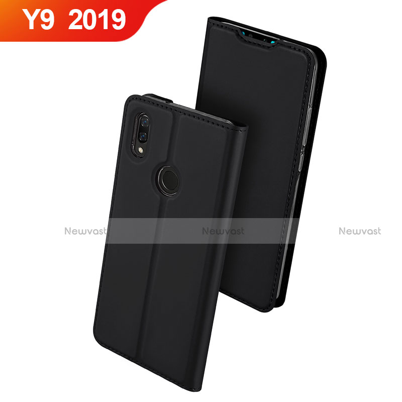 Leather Case Stands Flip Holder Cover for Huawei Y9 (2019) Black