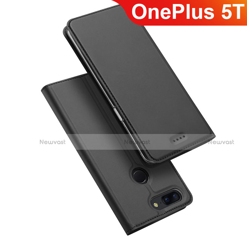 Leather Case Stands Flip Holder Cover for OnePlus 5T A5010 Black