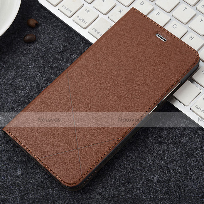 Leather Case Stands Flip Holder Cover for Oppo A3 Brown