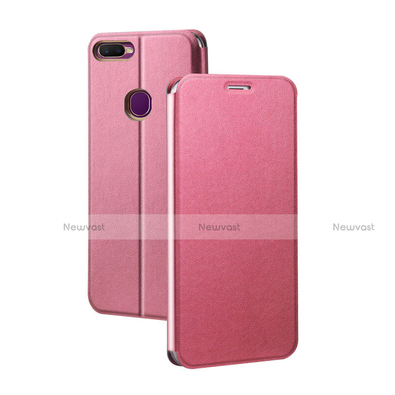 Leather Case Stands Flip Holder Cover for Oppo AX7 Hot Pink