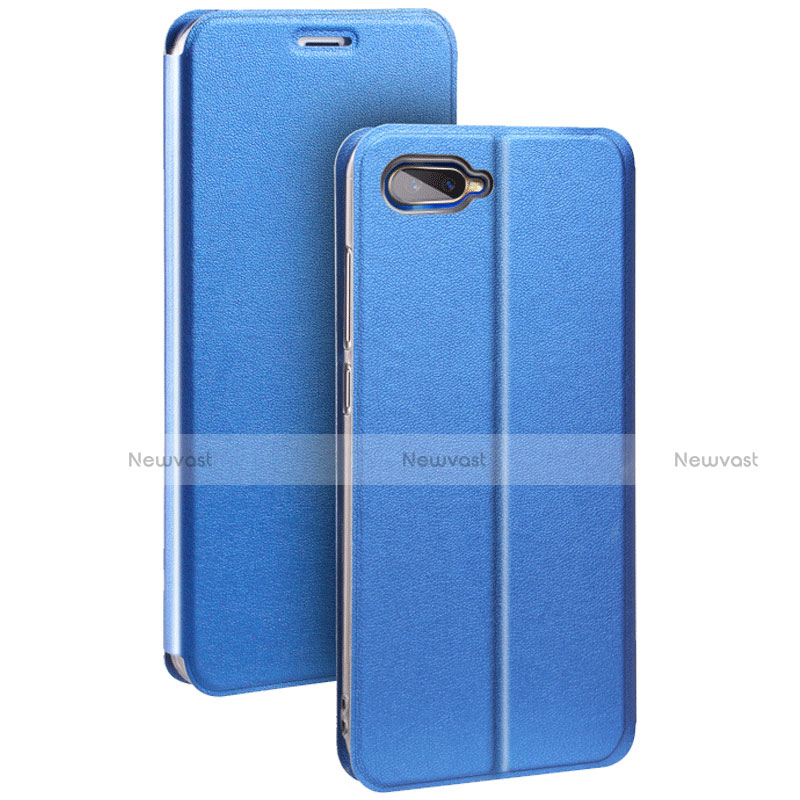 Leather Case Stands Flip Holder Cover for Oppo K1 Blue