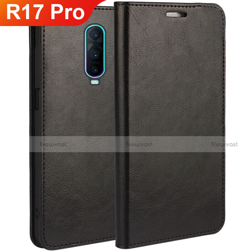 Leather Case Stands Flip Holder Cover for Oppo R17 Pro Black