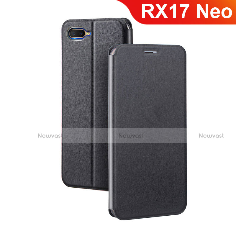 Leather Case Stands Flip Holder Cover for Oppo RX17 Neo Black