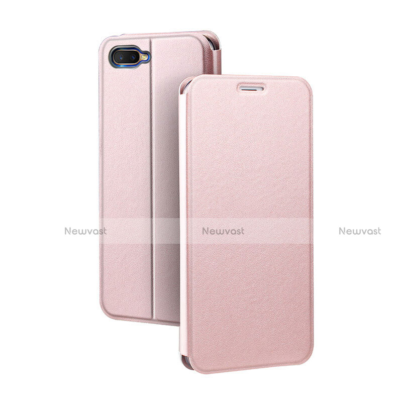 Leather Case Stands Flip Holder Cover for Oppo RX17 Neo Rose Gold