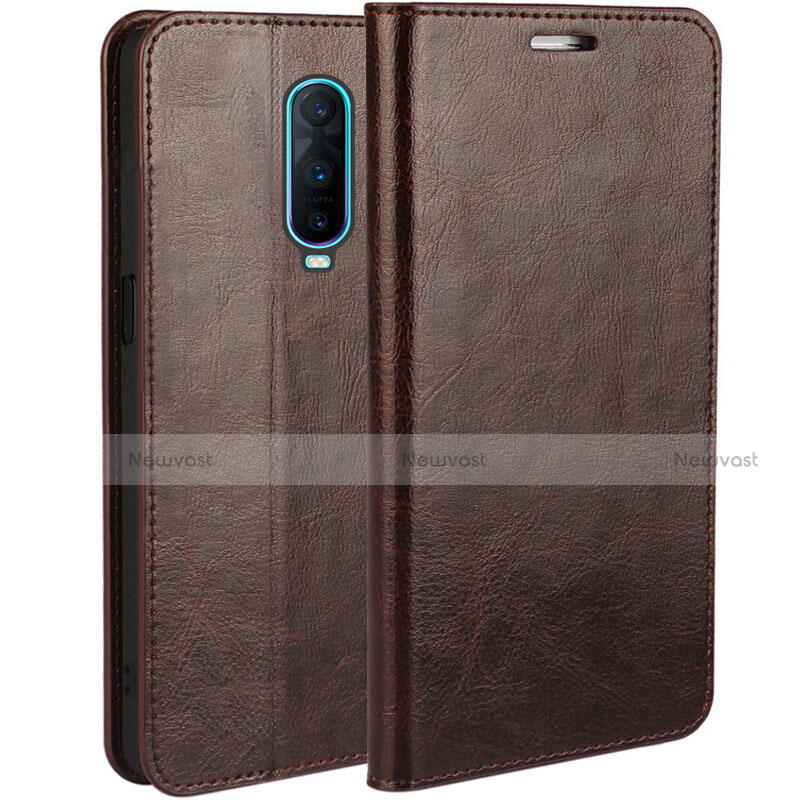 Leather Case Stands Flip Holder Cover for Oppo RX17 Pro Brown