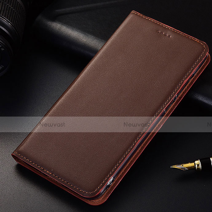 Leather Case Stands Flip Holder Cover for Samsung Galaxy A6s Brown