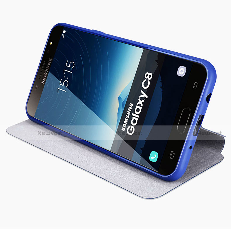 Leather Case Stands Flip Holder Cover for Samsung Galaxy J7 Plus