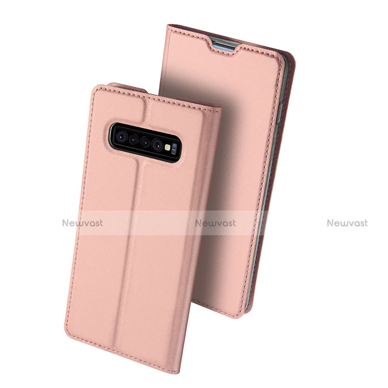 Leather Case Stands Flip Holder Cover for Samsung Galaxy S10 Plus Rose Gold