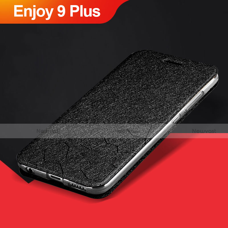 Leather Case Stands Flip Holder Cover L01 for Huawei Enjoy 9 Plus Black