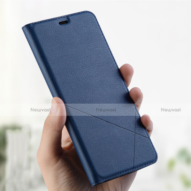 Leather Case Stands Flip Holder Cover L01 for Oppo A7 Blue
