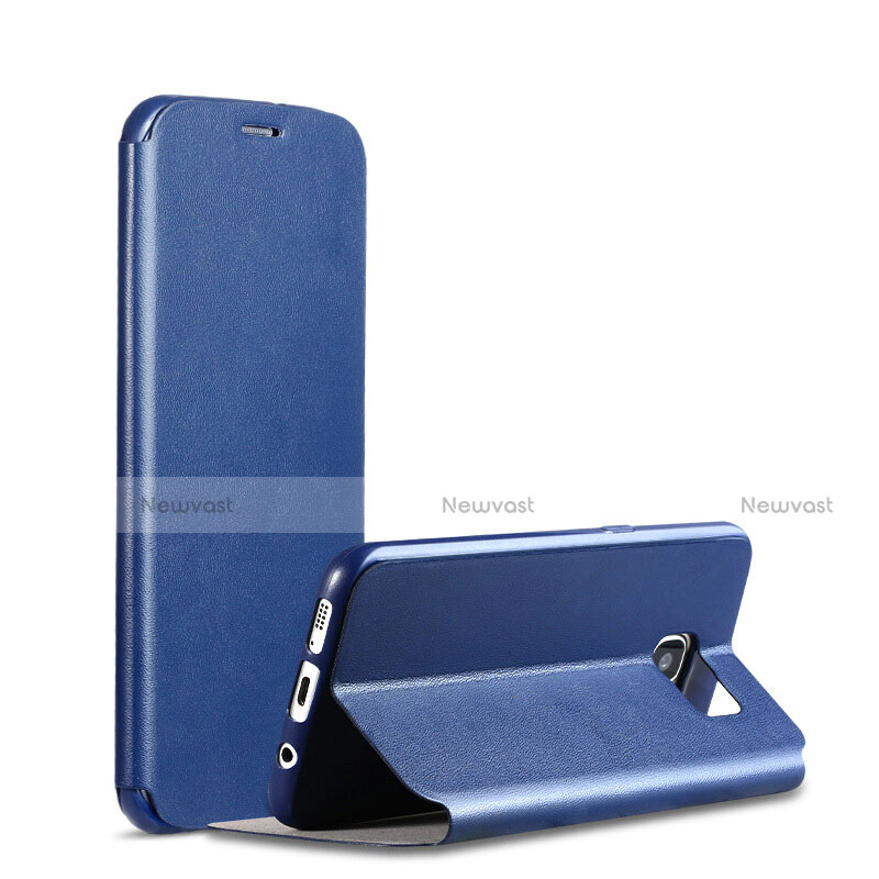 Leather Case Stands Flip Holder Cover L01 for Samsung Galaxy S7 Edge G935F Blue