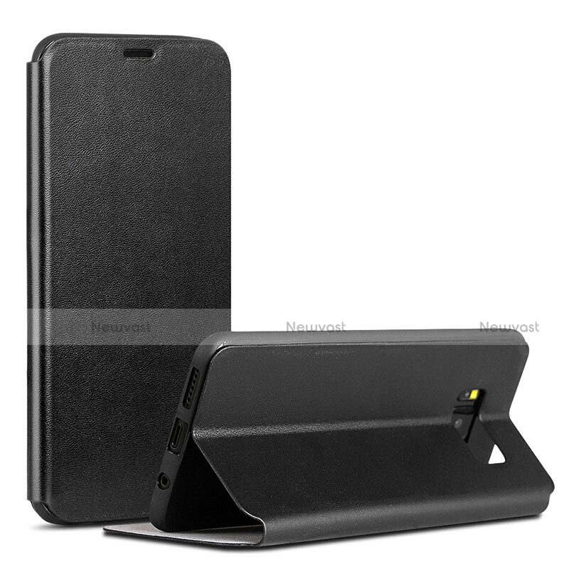 Leather Case Stands Flip Holder Cover P01 for Samsung Galaxy S8 Plus Black