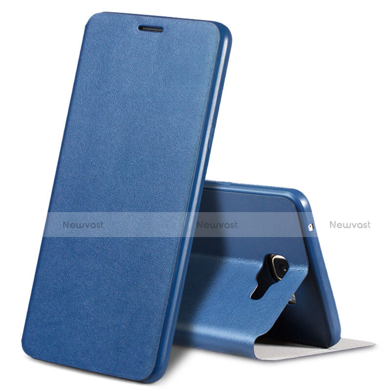 Leather Case Stands Flip Holder Cover S01 for Samsung Galaxy A9 (2016) A9000 Blue