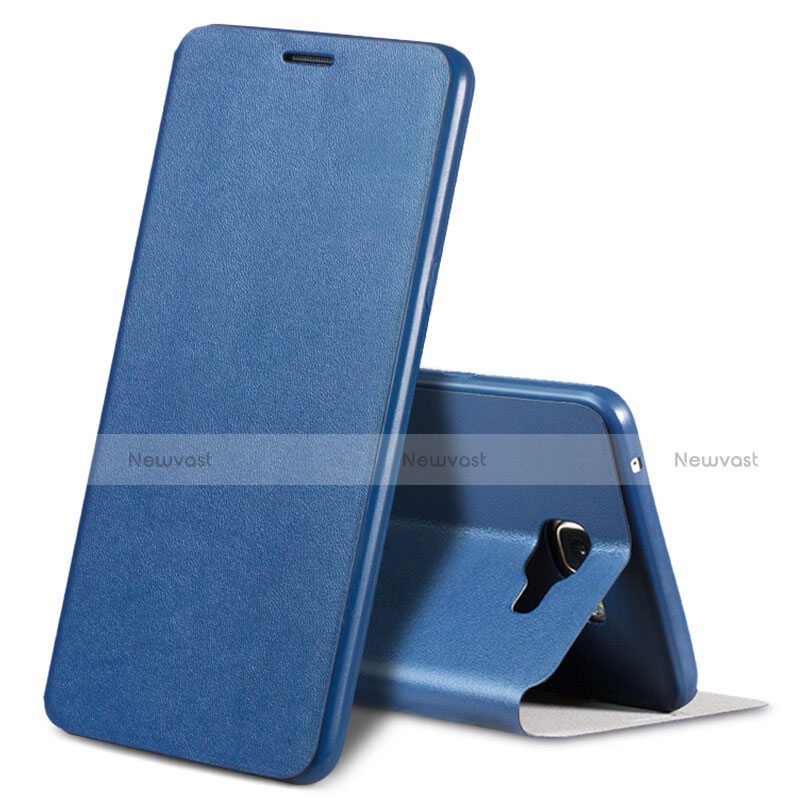 Leather Case Stands Flip Holder Cover S01 for Samsung Galaxy A9 Pro (2016) SM-A9100 Blue