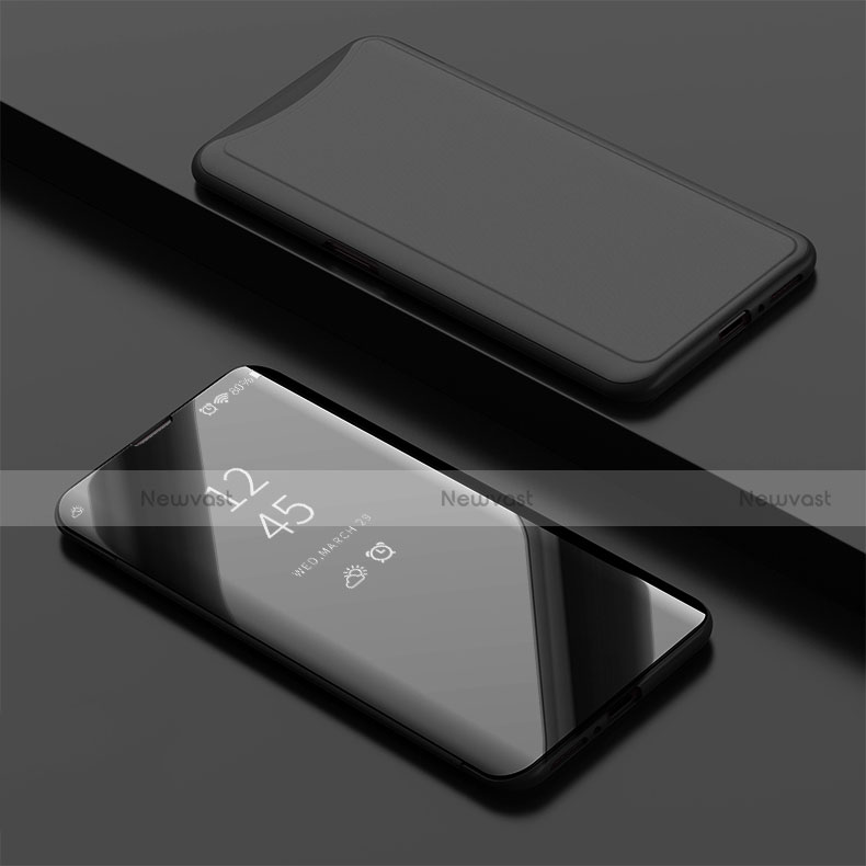 Leather Case Stands Flip Holder Mirror Cover for Oppo Find X Black