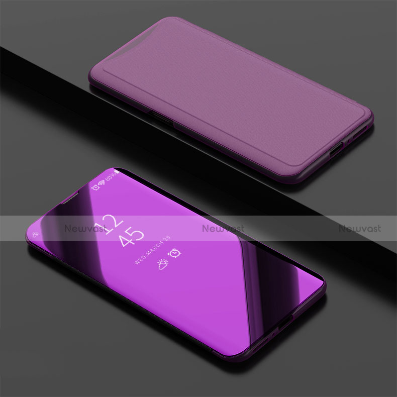 Leather Case Stands Flip Holder Mirror Cover for Oppo Find X Purple