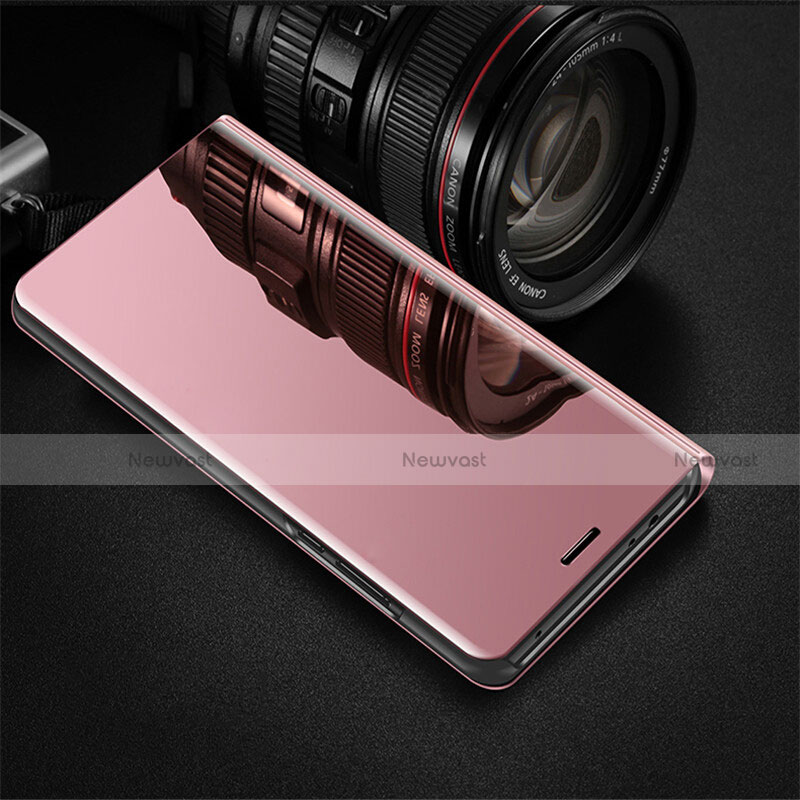 Leather Case Stands Flip Holder Mirror Cover for Oppo R17 Pro Rose Gold