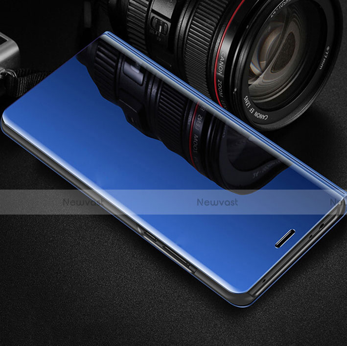 Leather Case Stands Flip Holder Mirror Cover for Oppo RX17 Pro Blue