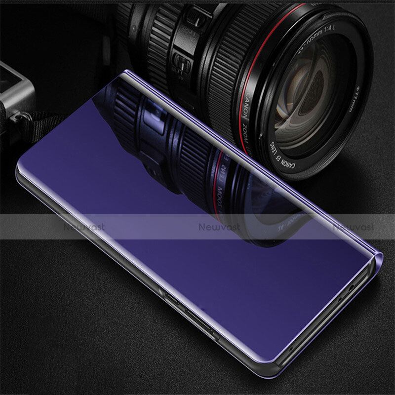 Leather Case Stands Flip Holder Mirror Cover for Oppo RX17 Pro Purple