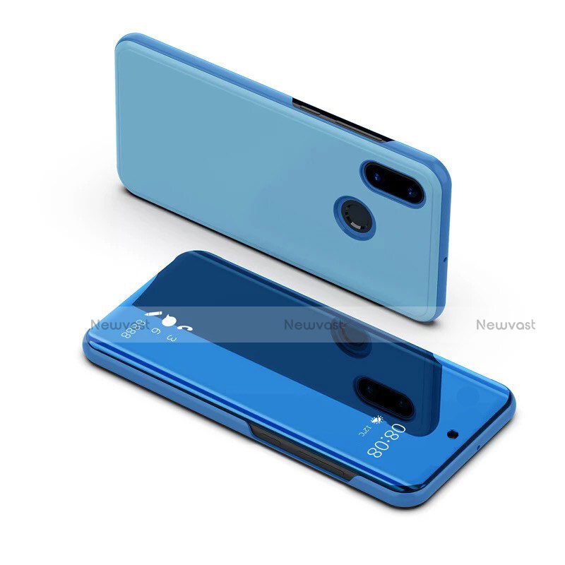Leather Case Stands Flip Holder Mirror Cover for Samsung Galaxy A8s SM-G8870 Blue