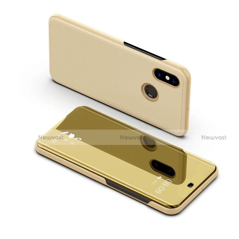Leather Case Stands Flip Holder Mirror Cover for Samsung Galaxy A8s SM-G8870 Gold