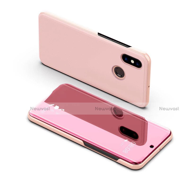 Leather Case Stands Flip Holder Mirror Cover for Samsung Galaxy A8s SM-G8870 Rose Gold