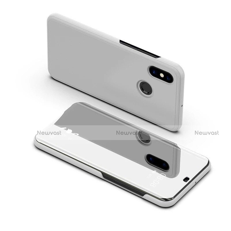 Leather Case Stands Flip Holder Mirror Cover for Samsung Galaxy A8s SM-G8870 Silver
