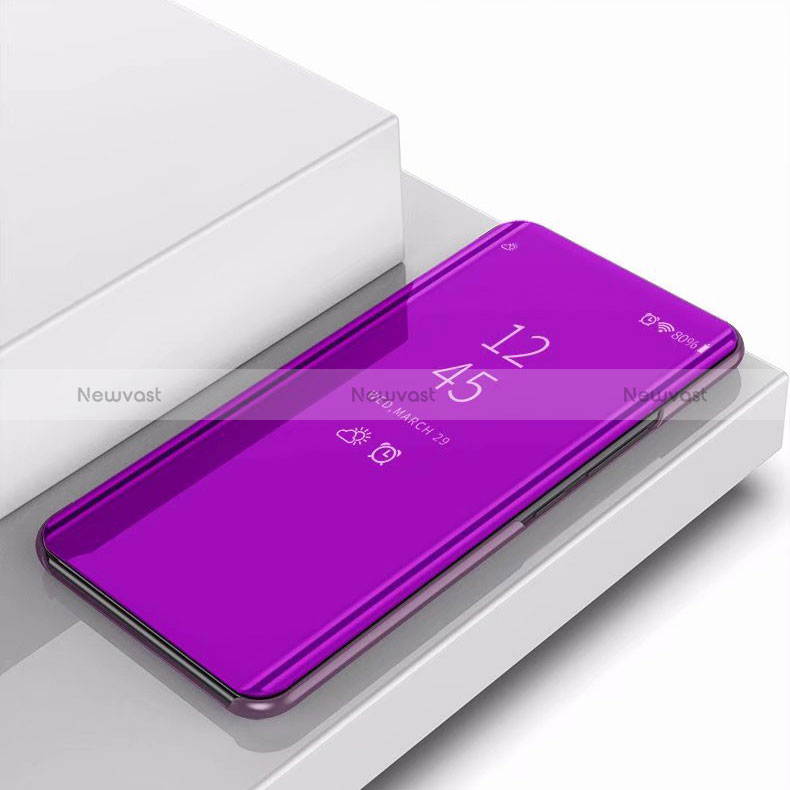 Leather Case Stands Flip Holder Mirror Cover for Samsung Galaxy A9 (2018) A920 Purple