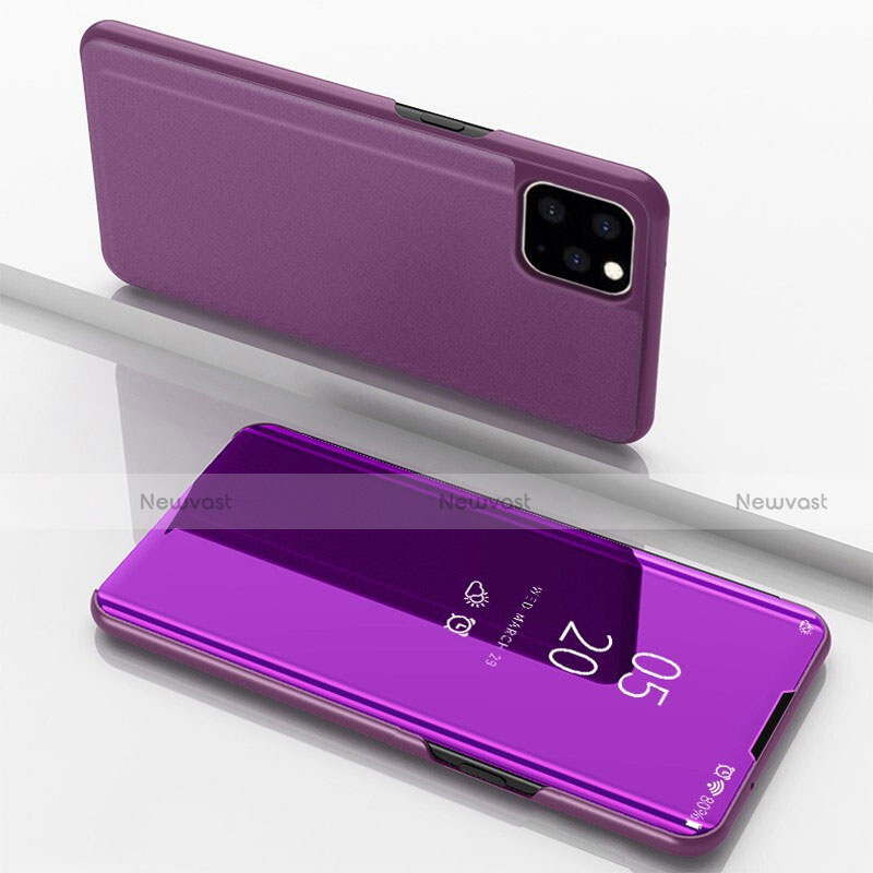 Leather Case Stands Flip Mirror Cover Holder for Apple iPhone 11 Pro Max Purple
