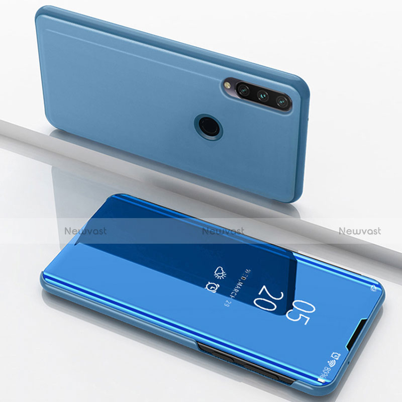 Leather Case Stands Flip Mirror Cover Holder for Huawei Enjoy 10 Plus Blue