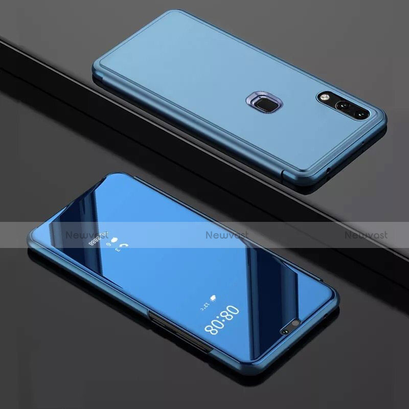 Leather Case Stands Flip Mirror Cover Holder for Huawei Enjoy 9 Blue